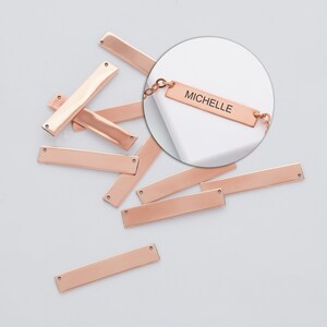 10 pcs Stamping Blank Bar, Jewelry Supply, Ready to Stamp Stamping Blanks, Craft Supplies, 10 Blank Rose Gold Bar