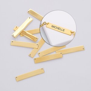 10 pcs Gold Bar Necklace Stamping Blanks, Personalized Stamping Blank Bar, Best Custom Jewelry ready to stamp Jewelry Supply