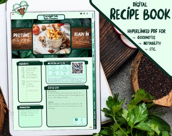 Digital Recipe Book Goodnotes, Hyperlinked Goodnotes, Recipe Planner, goodnotes recipes, digital cookbook, meal planner