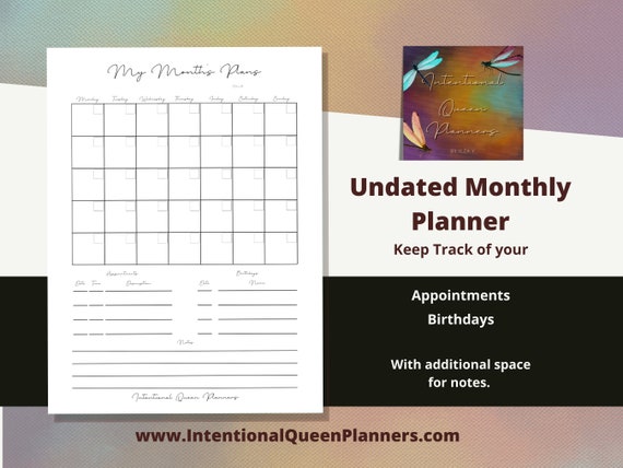 Monthly Planner Refills, to add to your Custom Planner, Happy Planner Pages, Disc Planner or any other Personal Planner! Print yours now!