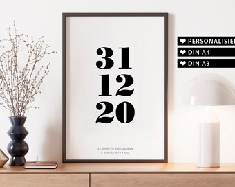 Poster personalisiert mit Namen, Hochzeitsgeschenk, Hochzeit, Geschenk für Partner zum Valentinstag