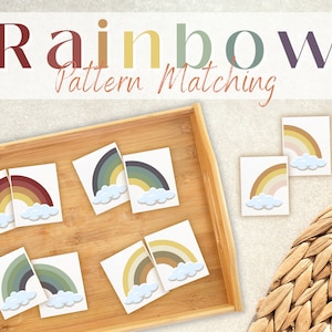 Activité de correspondance de motif arc-en-ciel, Montessori imprimable, activité Montessori, tout-petit Montessori, préscolaire Montessori, activités pour tout-petits