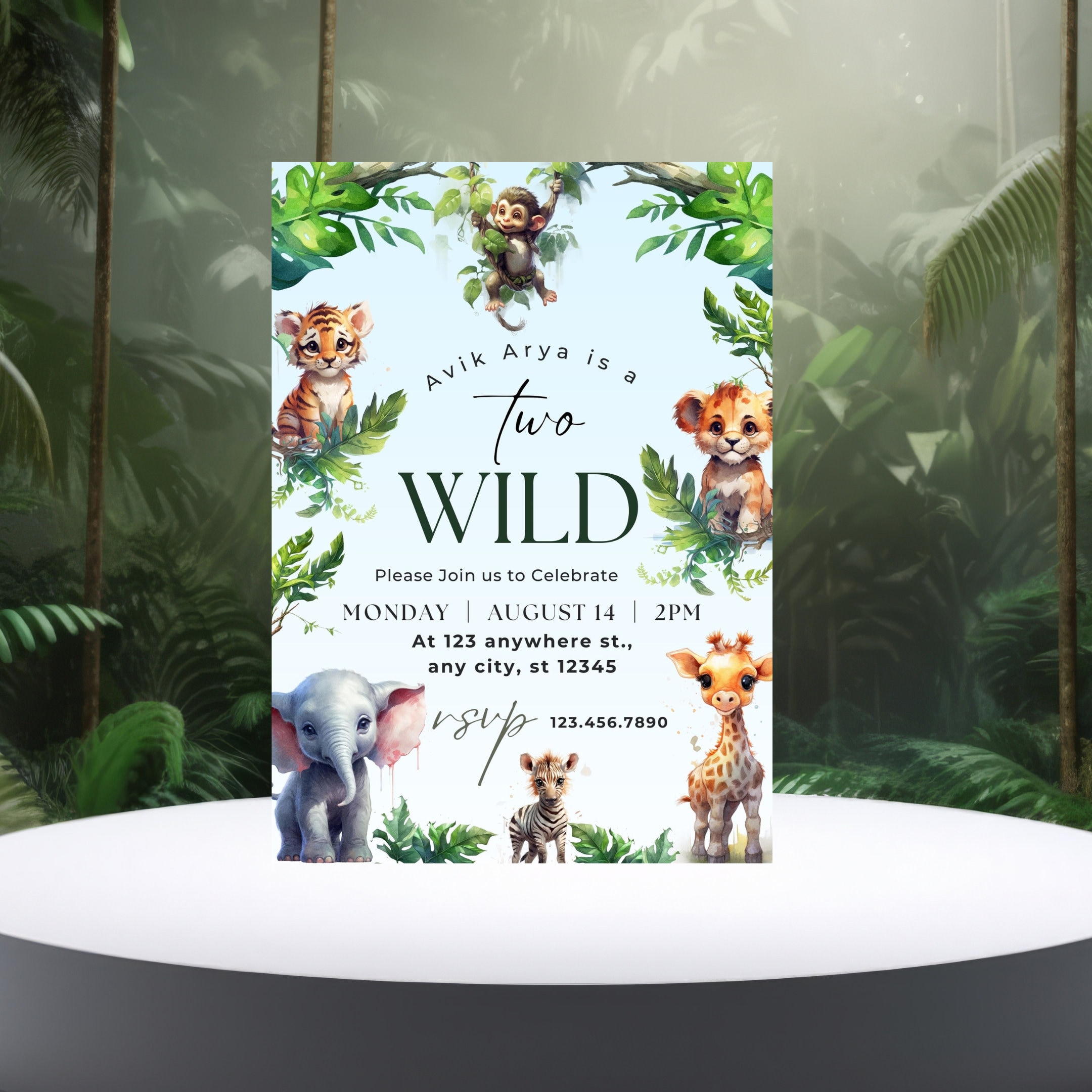 Safari Two Wild Birthday Invitation: Jungle Animals (digital Template ...