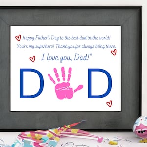Vatertag Handabdruck druckbare Baby Andenken Kunst Handwerk Lehrer Eltern Ressourcen für Kinder Vorschulkindergarten Geschenk für Papa