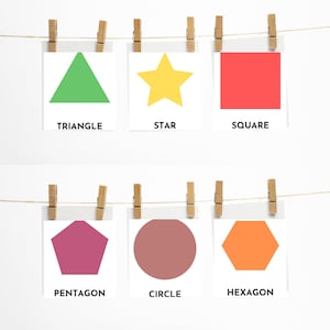 12 Regenbogen SHAPE FLASHKARTEN, digitale Datei, Montessori Materialien, Homeschool Bildung, Kleinkind Flash-Karten lernen Vorschulstudie