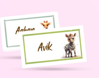 Editable Safari Animal Classroom Name Tags Label | Printable | Elementary School Name Tags Back To School | Classroom Labels | Desk Plates