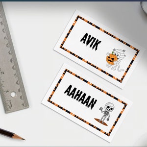 Classroom Name Tags Template Halloween | Editable | Printable | Elementary School Name Tags Back To School | Classroom Labels | Desk Plates