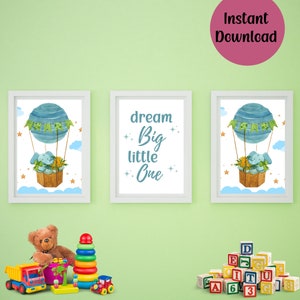 Set of 3 Elephant Nursery Prints, Dream big little one, Nursery Prints, Elephant Nursery Prints, Elephant Nursery Decor,Safari Animals