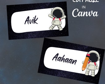Classroom Name Tags Space Watercolor | Editable | Printable | Elementary School Name Tags Back To School | Classroom Labels | Desk Plates
