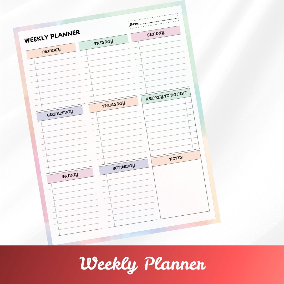 Weekly Planner Printable | Canva Weekly Schedule | Minimal Weekly ...