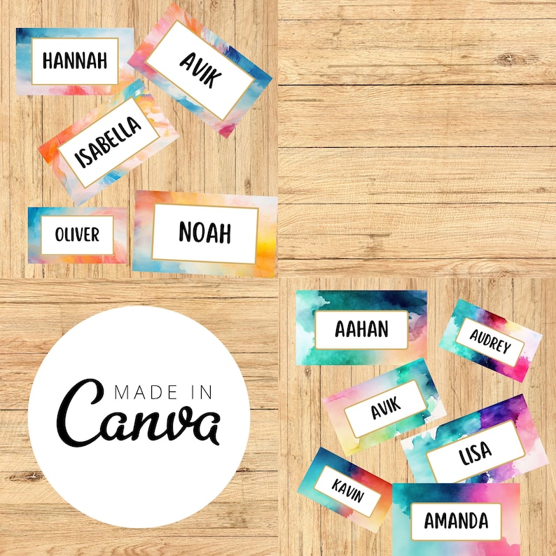 Classroom Name Tags Template Watercolor | Editable | Printable ...