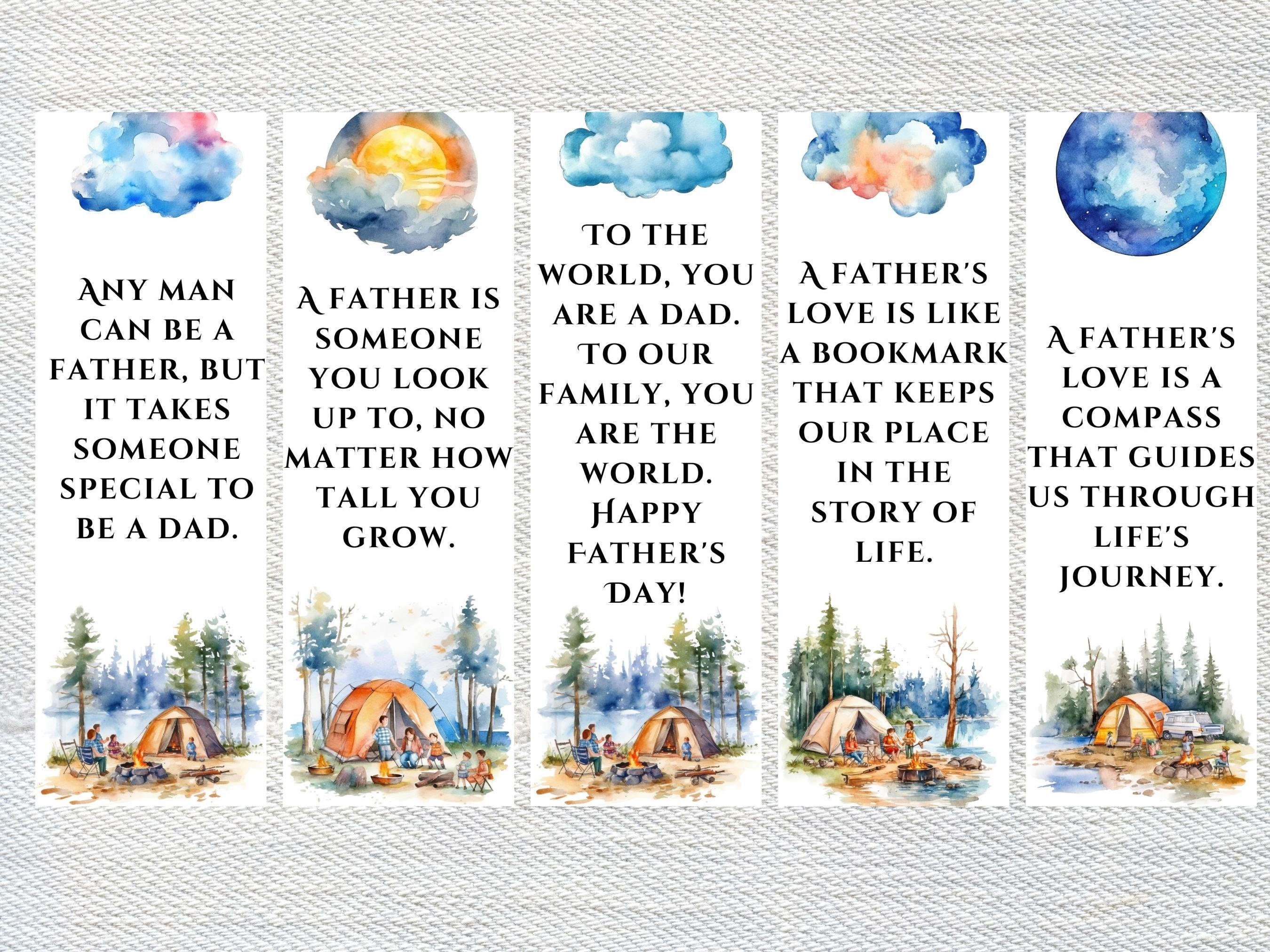 Father's Day Bookmarks: Watercolor Quote Prints (Digital Download)