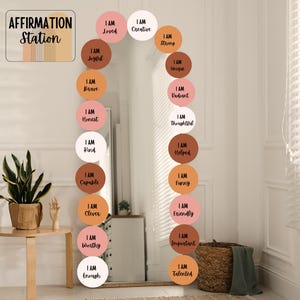 Boho Affirmation Station,Boho Affirmations Classroom, Bulletin Board Display, Elementary School, Circle Mirror Posters,classroom affirmation
