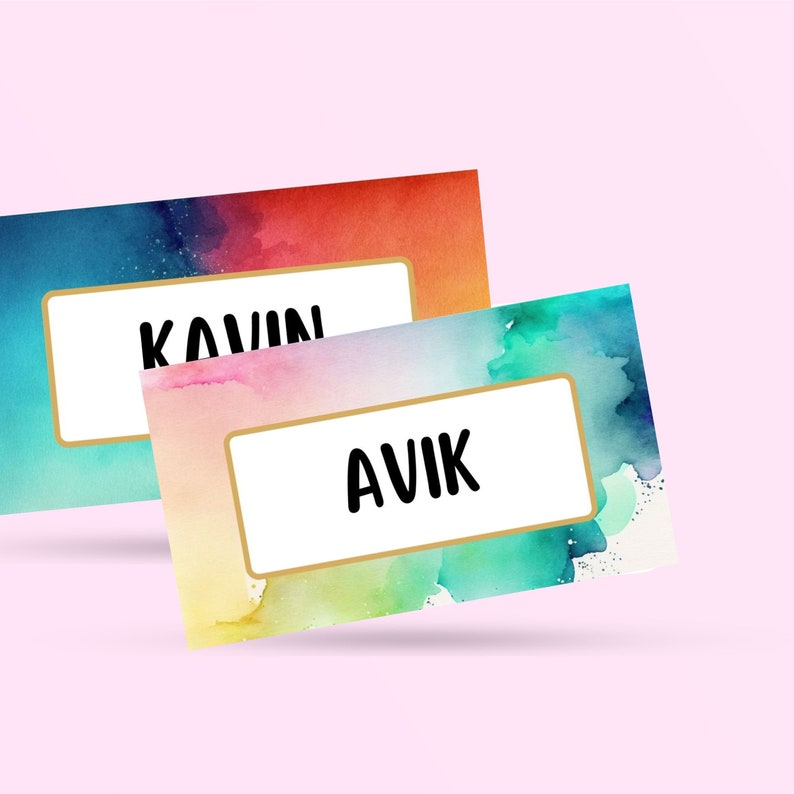 Classroom Name Tags Template Watercolor | Editable | Printable ...