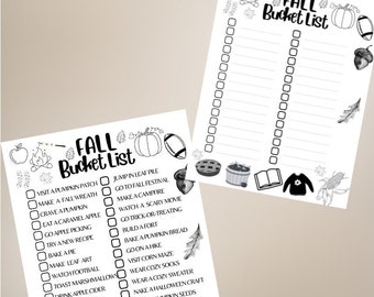 Fall Bucket List Printable: Autumn Activities Checklist (Editable PDF)