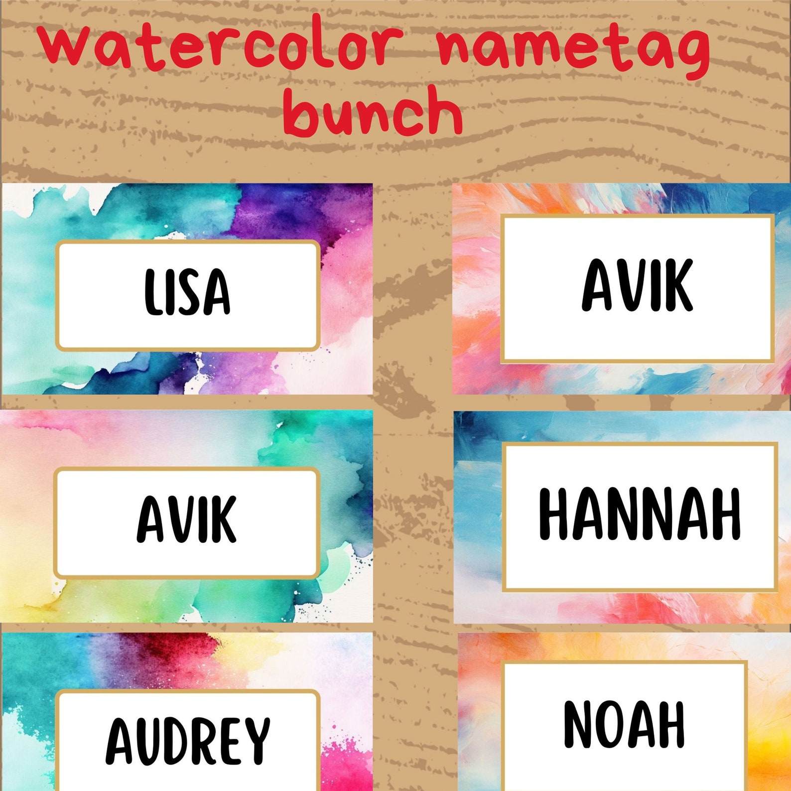 Classroom Name Tags Template Watercolor | Editable | Printable ...