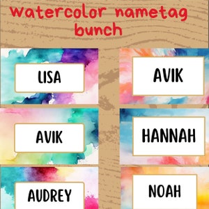 Classroom Name Tags Template Watercolor | Editable | Printable | Elementary School Name Tags Back To School | Classroom Labels | Desk Plates