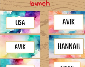 Classroom Name Tags Template Watercolor | Editable | Printable | Elementary School Name Tags Back To School | Classroom Labels | Desk Plates