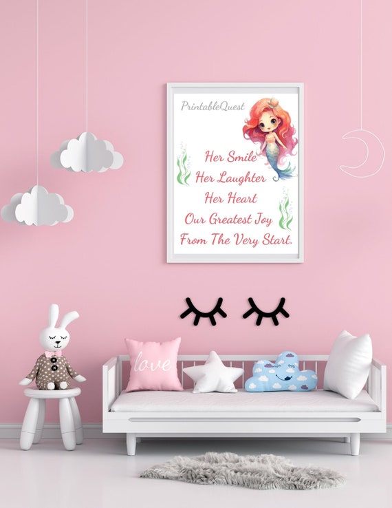 Mermaid Nursery Decor: Joyful Girl Room Wall Art (digital Download