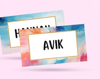Classroom Name Tags Template Watercolor | Editable | Printable | Elementary School Name Tags Back To School | Classroom Labels | Desk Plates