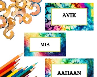 Tie-Dye Classroom Name Tags: Editable Template (Digital Download)