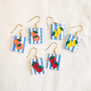 Cottage Kernfrucht Ohrringe Tomate Mädchen Sommer Fimo Ohrringe Orange Ohrringe Zitrone Ohrringe Eklektische Schmuck Leichte Ohrringe