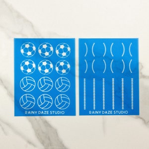 Sports Themed Polymer Clay Silk Screen Stencil | Pattern Size: 4.25 x 3.5 Inches | Earring Designs | Rainy Daze Studio