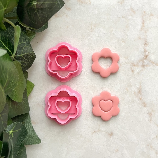 Valentine's Day Heart Flower Polymer Clay Cutter Clay Maker Supplies Jewelry Making Tools Print Handmade Earrings Love Holiday Seasonal