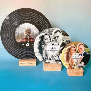 Personalised Song Plaque With Wooden Stand, Any Photo, Any Song, Premium Quality, Music Gift With Lyrics, Photo Gift