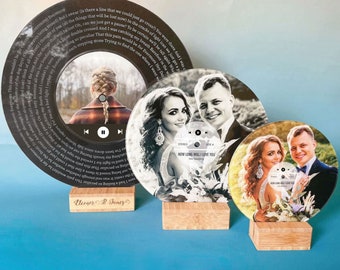 Personalised Song Plaque With Wooden Stand, Any Photo, Any Song, Premium Quality, Music Gift With Lyrics, Photo Gift