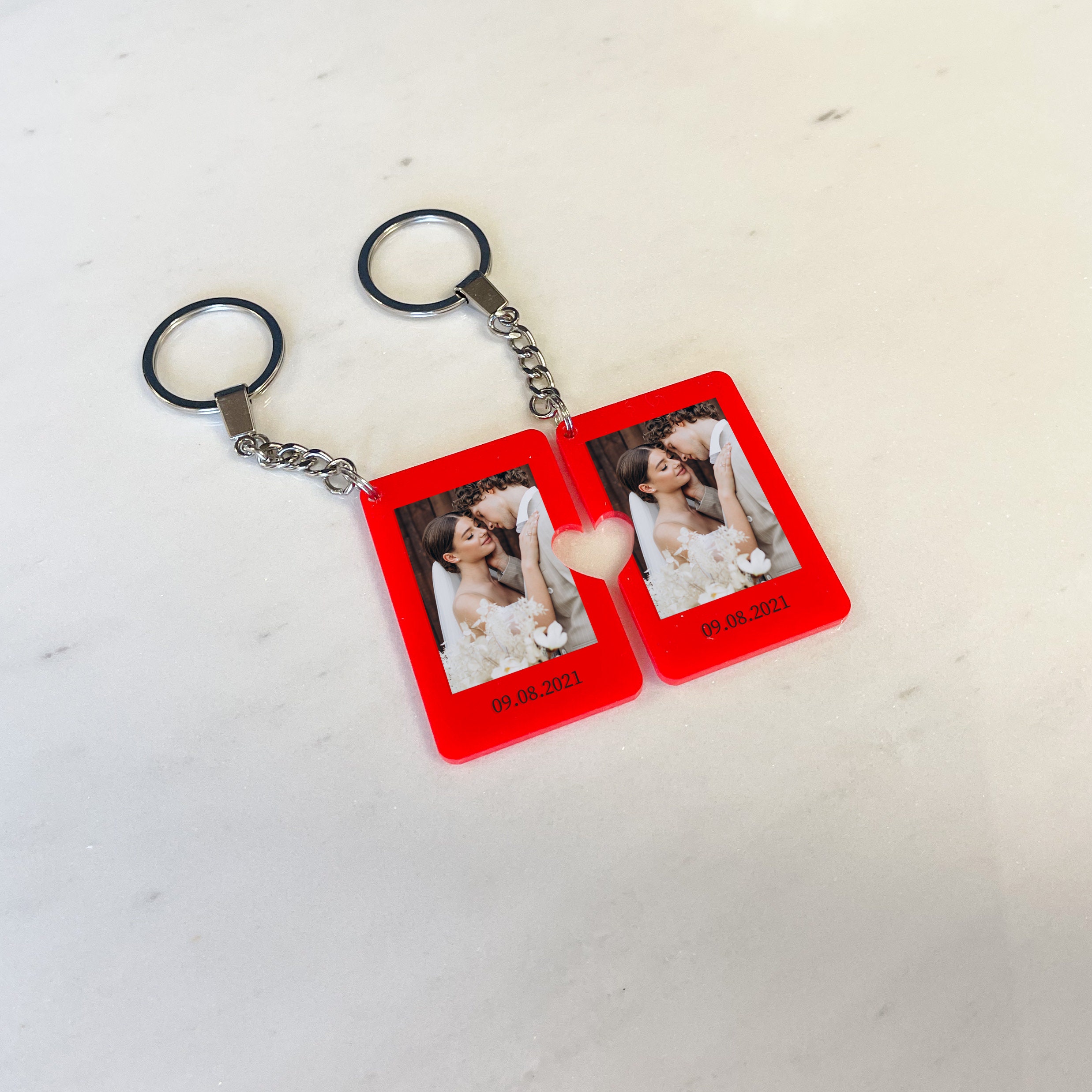 Personalised Photo Keyring Pair Custom Photo Any Message - Etsy UK