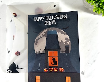 Personalisierte Halloween-Karte | Personalisierte Gruselige Halloween Karte mit Umschlag | Niedliche Handgemachte Halloween Grußkarte | Halloween-Karten-Set
