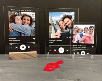 Personalisierte Song Plaque mit Ständer, jedes Foto / Lied, jede Playlist, Foto- und Musikgeschenk, Musikdrucke