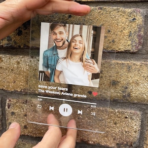 Music plaque with stand, custom photo and song