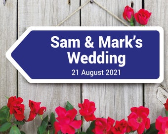 Personalised Wedding Sign, Direction Sign, Any Colour, Any Names, Any Text, With Twine, Direction Banner, Waterproof