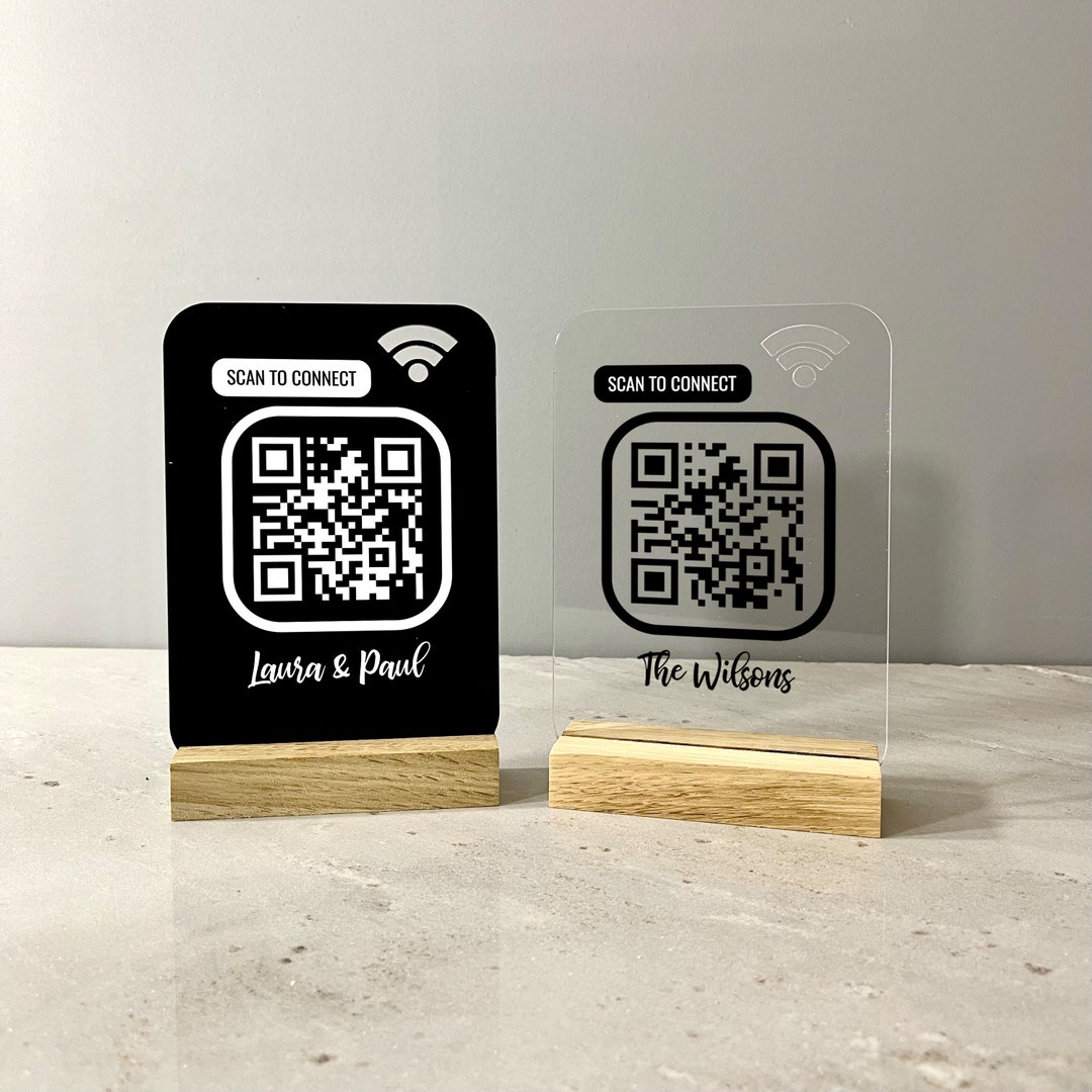 Personalised Wifi Sign, QR Code Wifi, Network Information, Scan to
