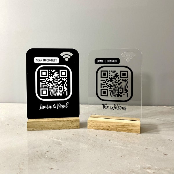 Personalised Wifi Sign, QR Code Wifi, Network Information, Scan to Connect, Free Wifi Sign, Wifi QR Scanner