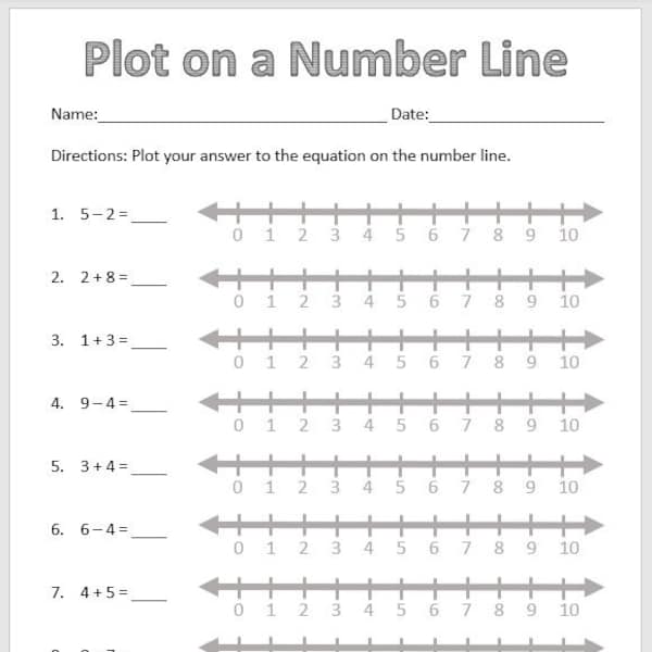 Plot on a Number Line Worksheet