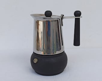 Nice stainless steel stovetop moka pot Guido Bergna, GB, 1980s vintage espresso maker, made in Italy