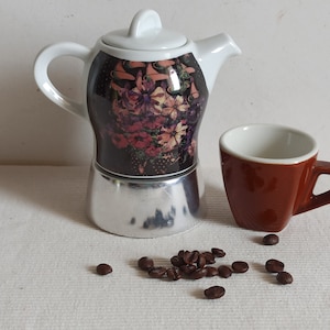 Brandani, fin liten mokakanna för spishäll med keramisk topp, vintage espressomaskin från 1980-talet
