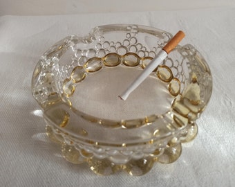 Cenicero vintage de cristal macizo, Walther Glass, Alemania, década de 1970