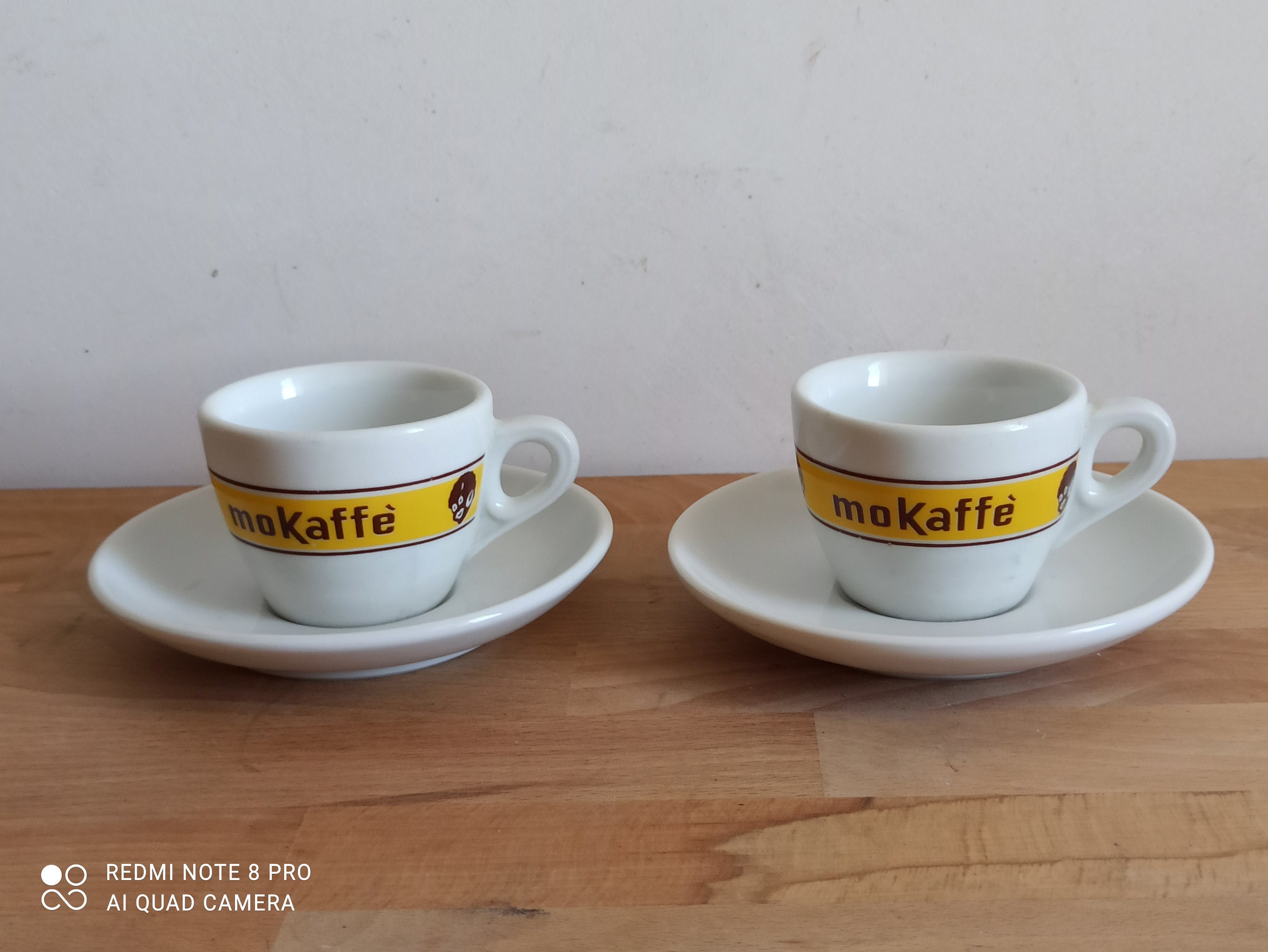 Nice Pair of Mokaffe Espresso Cups, Thick Bar Cups, Italian Espresso Cups,  Made by Ginori in Italy 