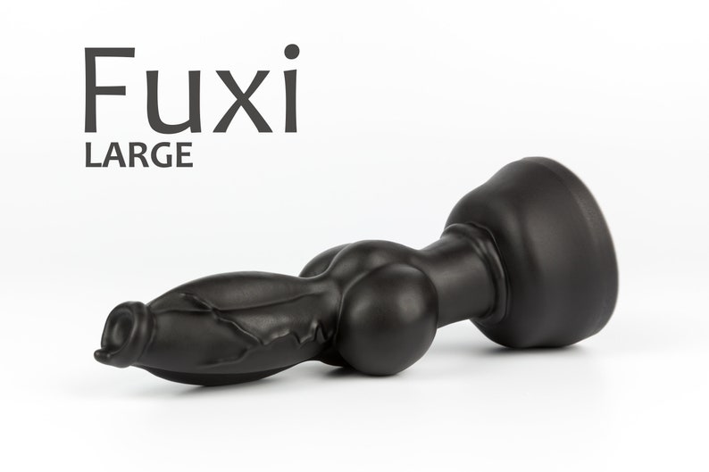 Large Fuxi, Black, Fantasy Dildo with Knot 