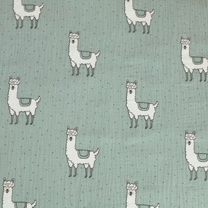 Sage Green Llama Muslin, Soft Cotton Double Gauze Fabric 05 m