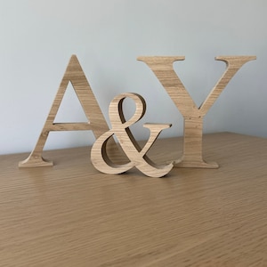 Letras independientes, 3 piezas, Letras 3d de madera de roble personalizadas, Iniciales decorativas, Decoración de escritorio, Letra de acento independiente de madera grande blanca