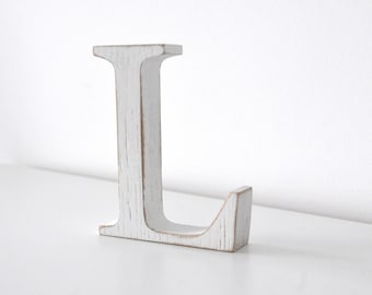 Freestanding letters,  gift, Wooden letters for nursery, distressed, whitewashed, worn out, rubbed,  custom letter