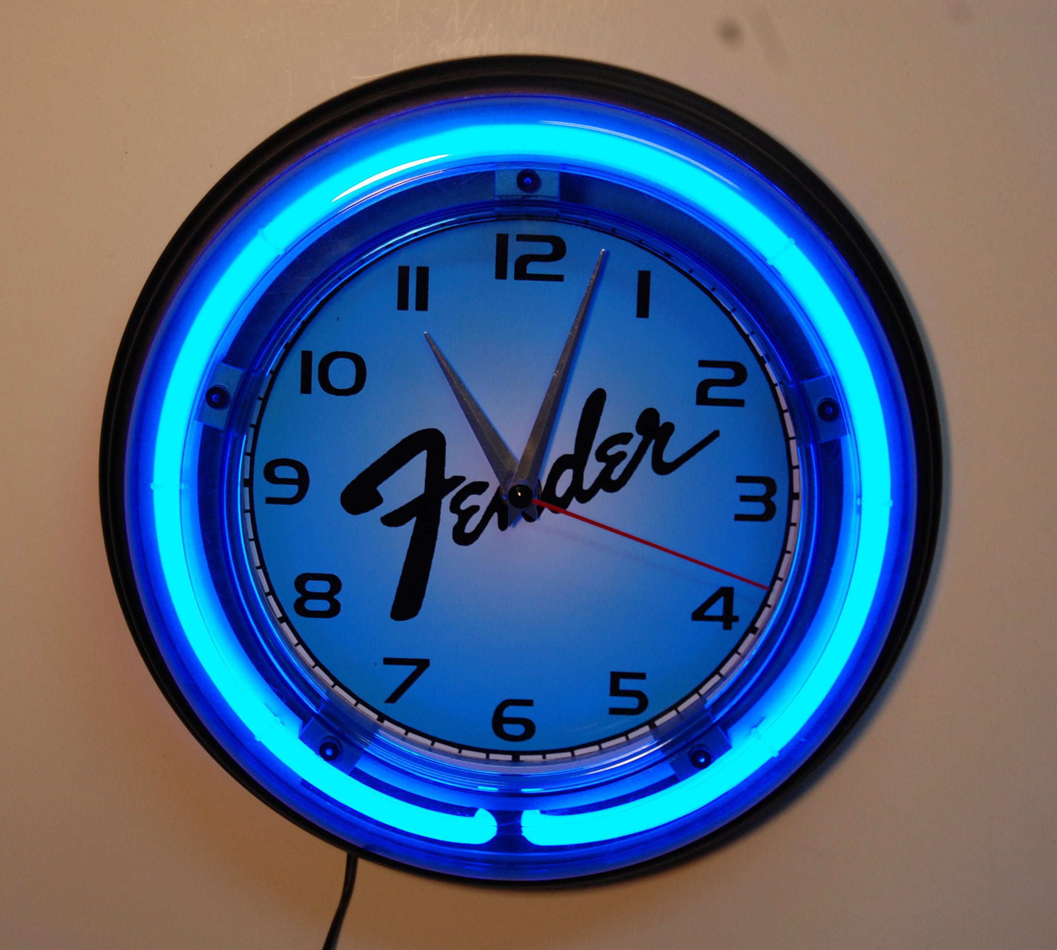 Fender guitar logo neon wall clock Etsy