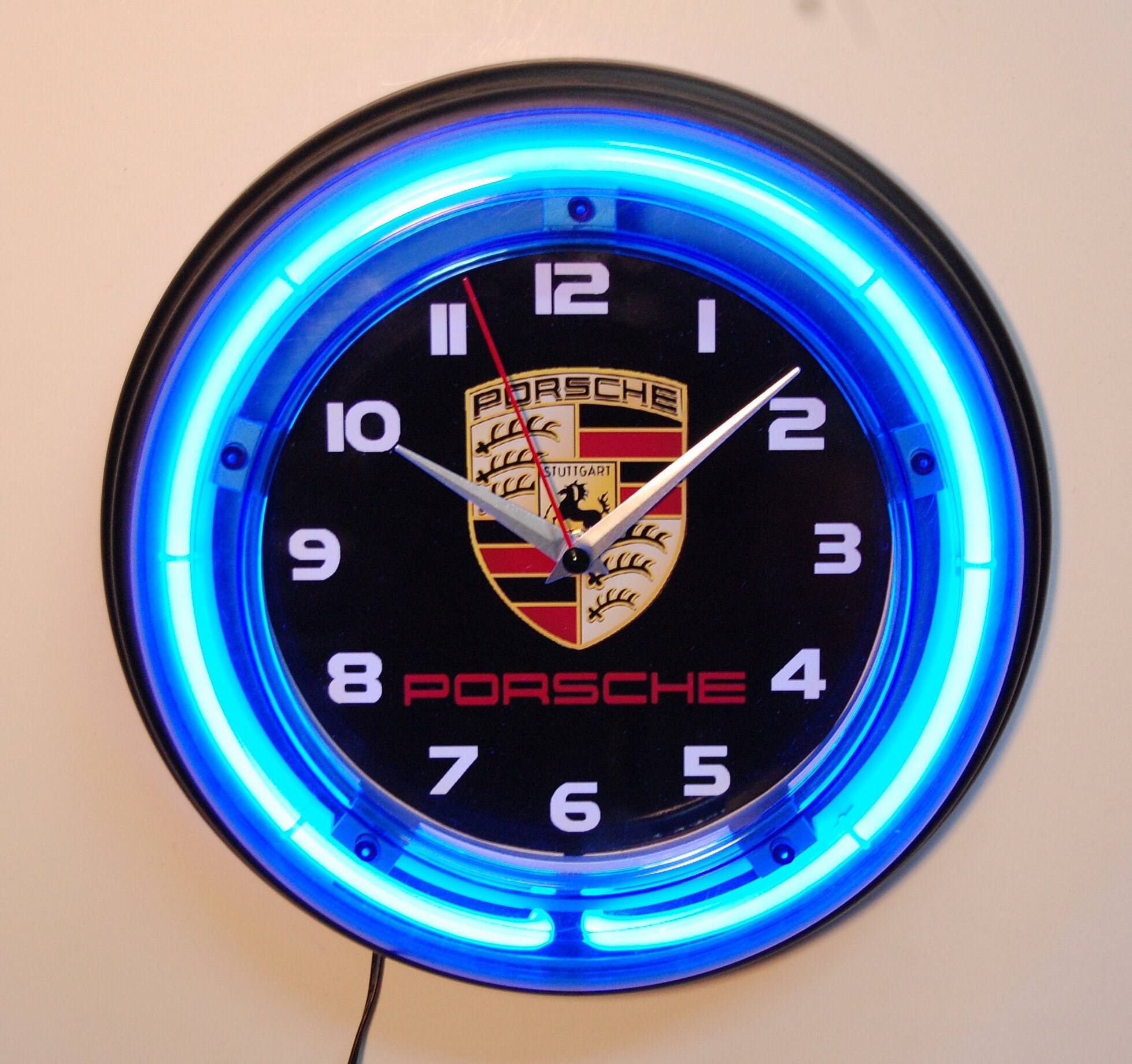 Porsche logo neon wall clock Etsy