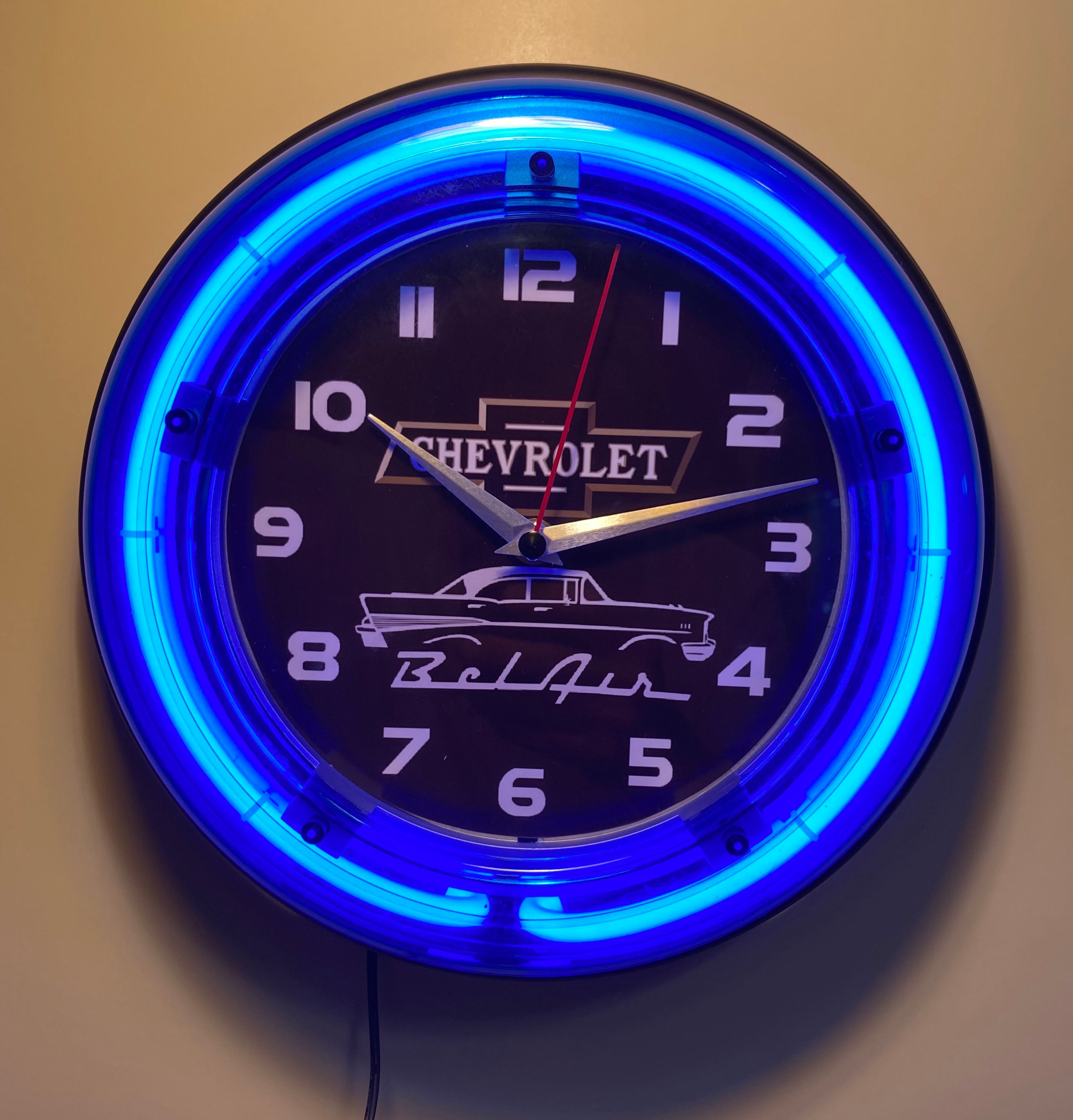 Chevy Bel Air Llogo Neon Clock Etsy