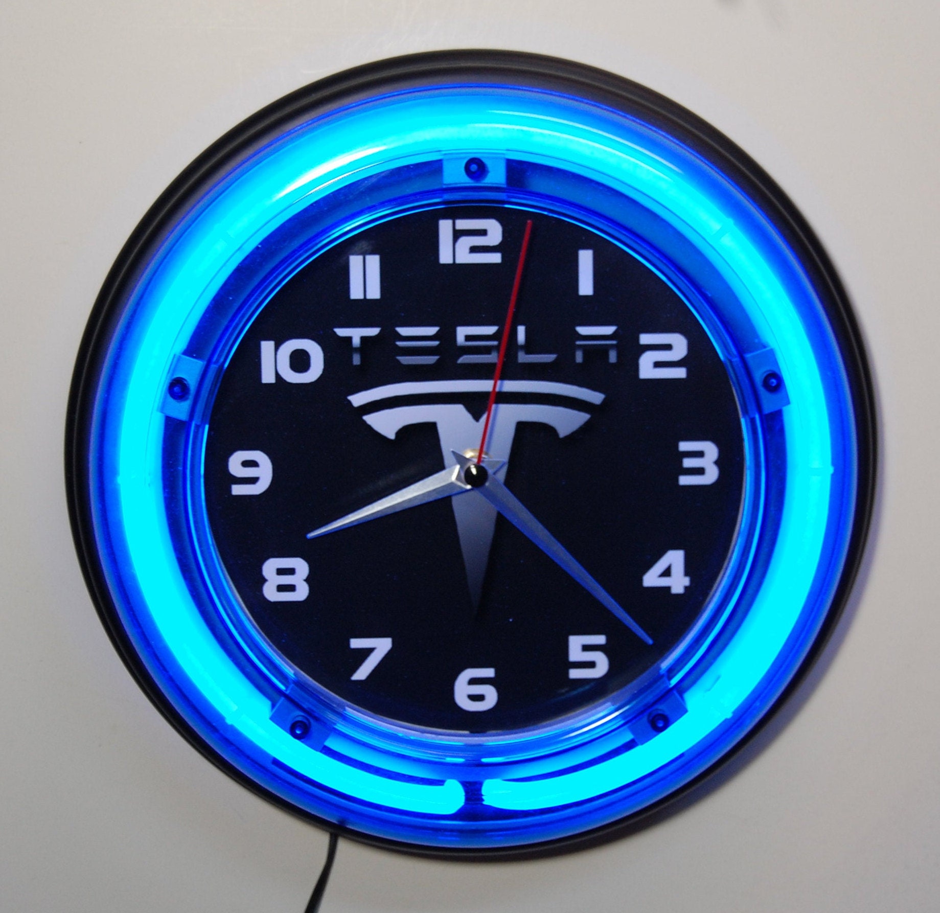 Tesla logo neon wall clock Etsy